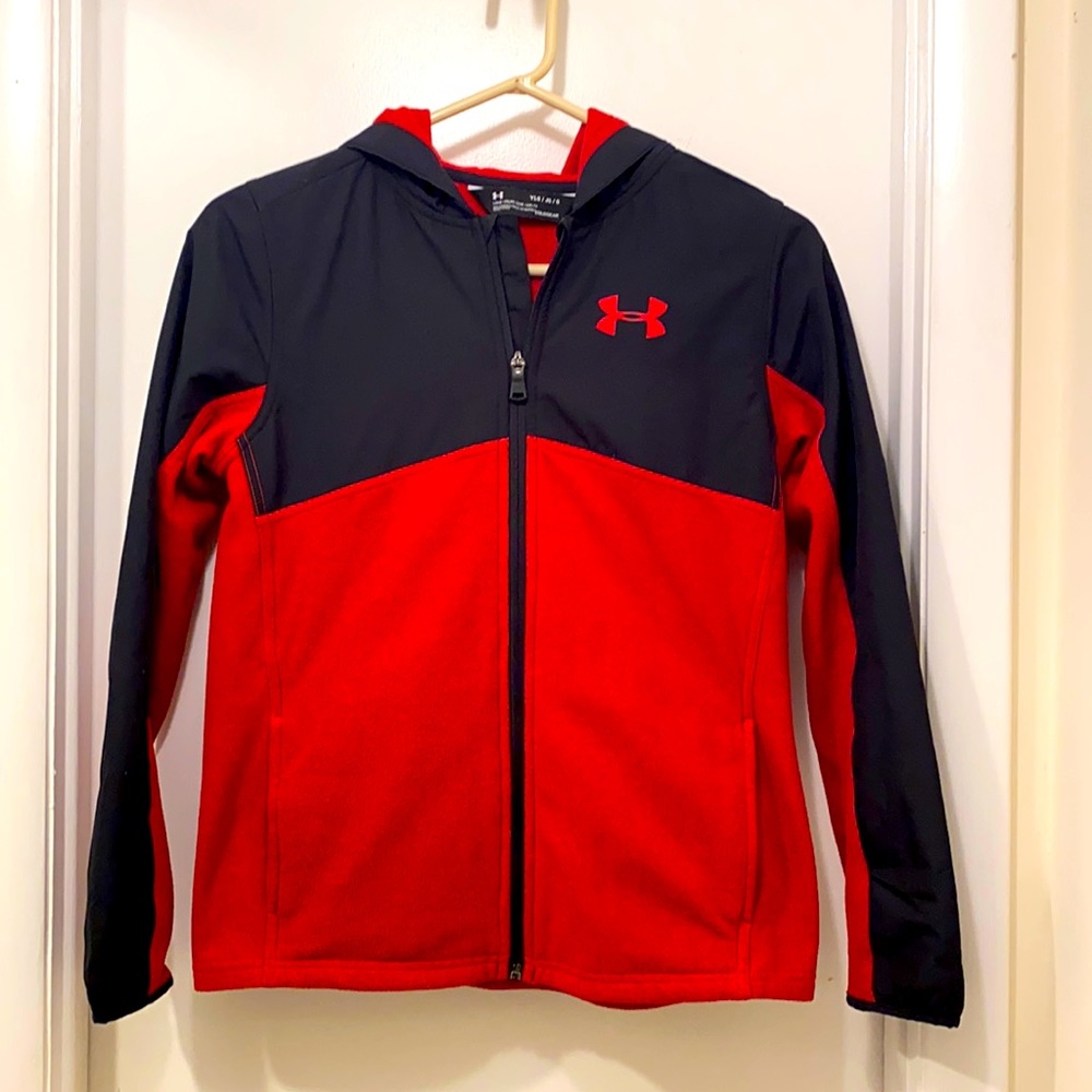 Excellent Used: UnderArmour coldgear fleece zip up hoodie jacket, size 14-16
